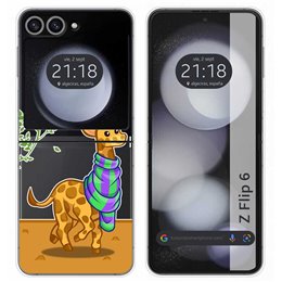 Funda Carcasa Dura Transparente para Samsung Galaxy Z Flip 6 5G diseño Jirafa Dibujos