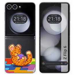 Funda Carcasa Dura Transparente para Samsung Galaxy Z Flip 6 5G diseño Leopardo Dibujos