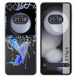 Funda Carcasa Dura Transparente para Samsung Galaxy Z Flip 6 5G diseño Plumas Dibujos