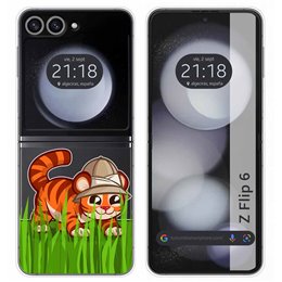 Funda Carcasa Dura Transparente para Samsung Galaxy Z Flip 6 5G diseño Tigre Dibujos