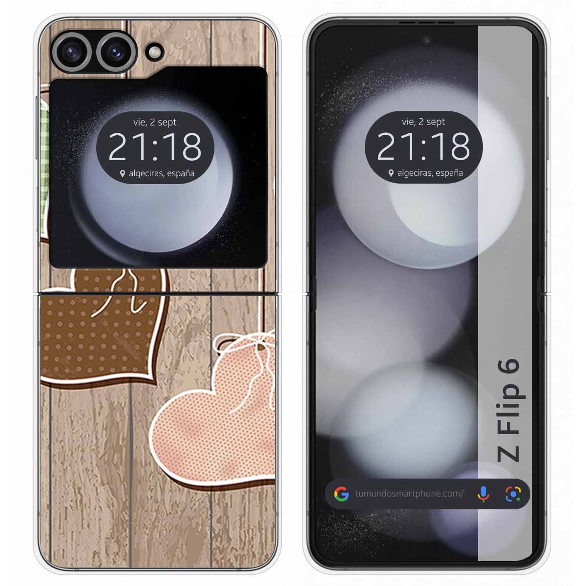 Funda Carcasa Dura para Samsung Galaxy Z Flip 6 5G diseño Corazones Madera Dibujos