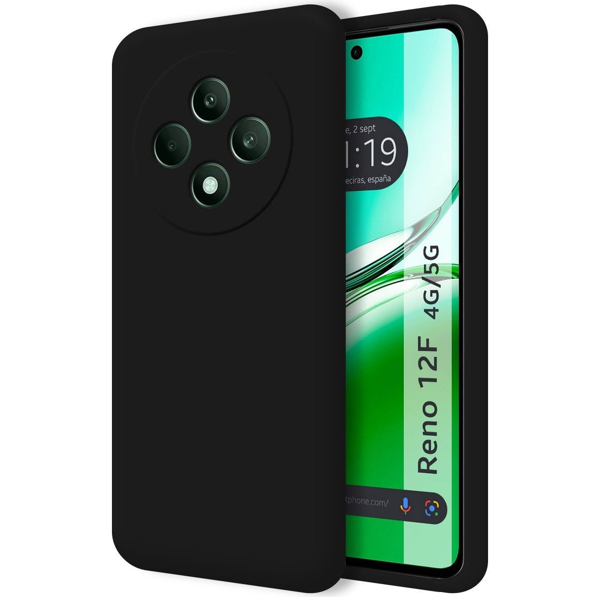 Funda Silicona Líquida Ultra Suave para Oppo Reno 12F 4G / 12 F 5G color Negra