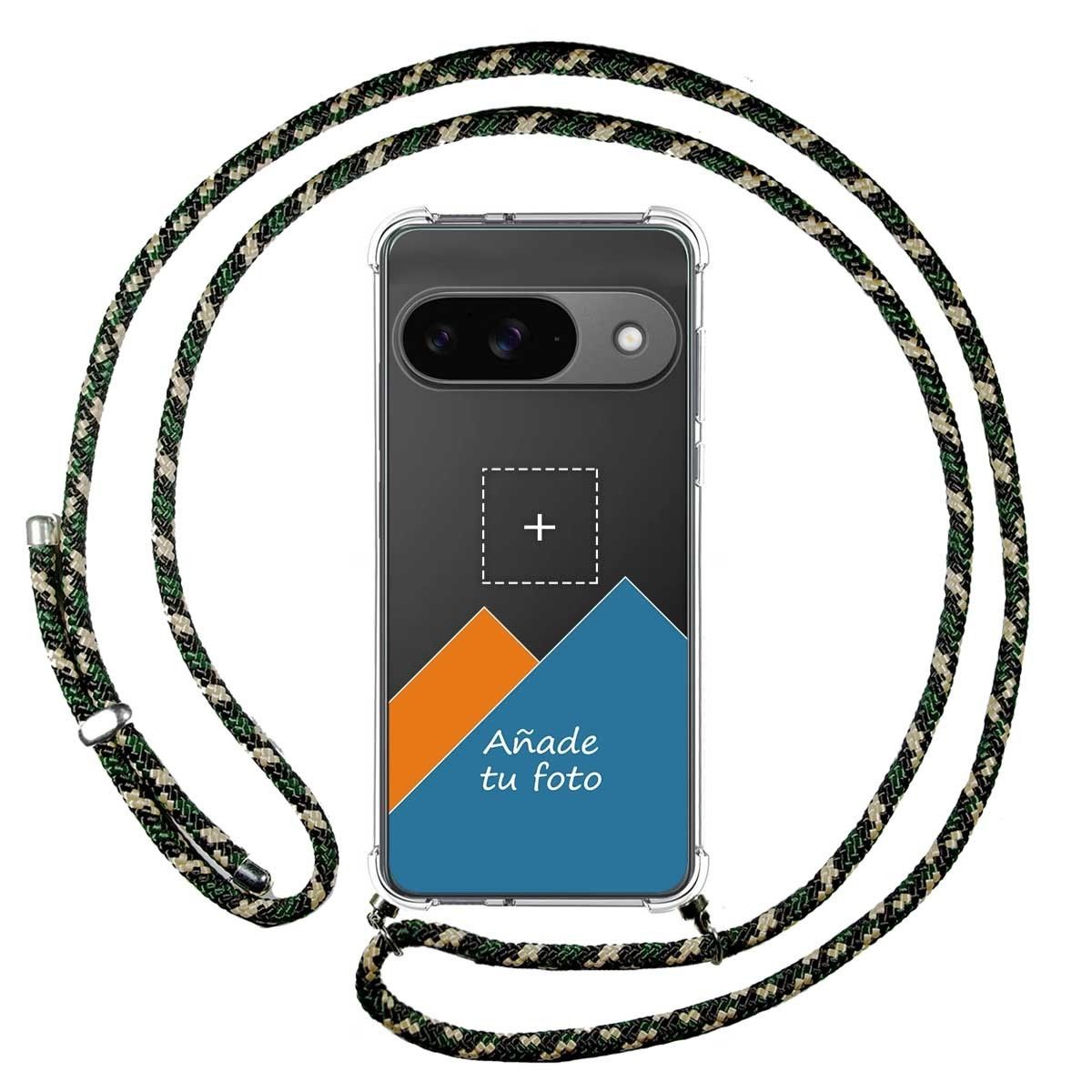 Personaliza tu Funda Colgante Transparente para Google Pixel 9 5G con Cordon Verde / Dorado Dibujo Personalizada