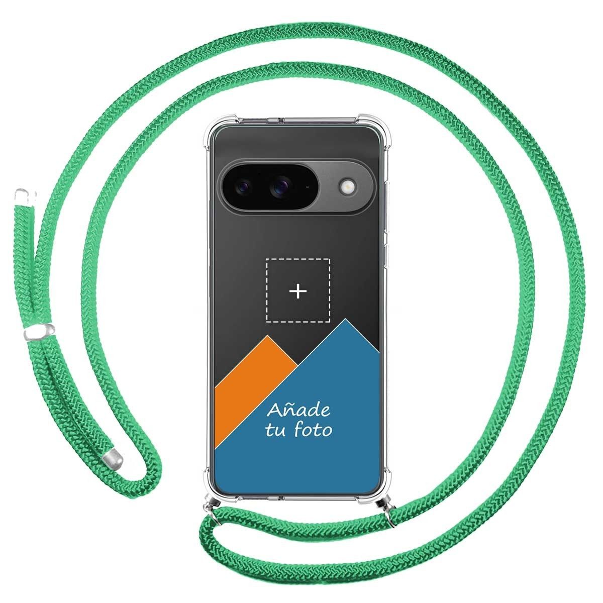 Personaliza tu Funda Colgante Transparente para Google Pixel 9 5G con Cordon Verde Agua Dibujo Personalizada