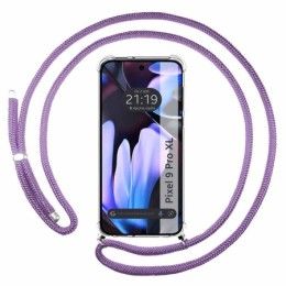 Funda Colgante Transparente para Google Pixel 9 Pro XL 5G con Cordon Morado