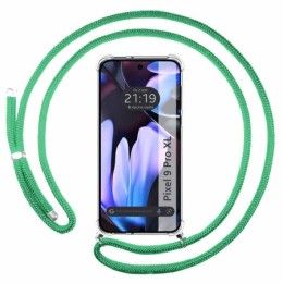 Funda Colgante Transparente para Google Pixel 9 Pro XL 5G con Cordon Verde Agua