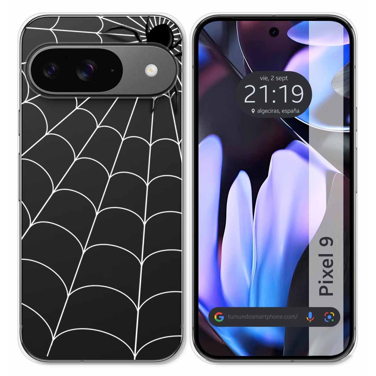 Funda Silicona Transparente para Google Pixel 9 5G diseño Araña Dibujos