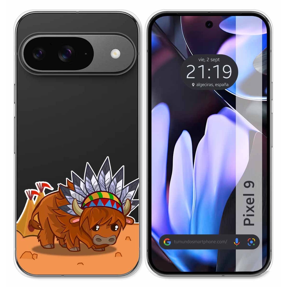 Funda Silicona Transparente para Google Pixel 9 5G diseño Bufalo Dibujos