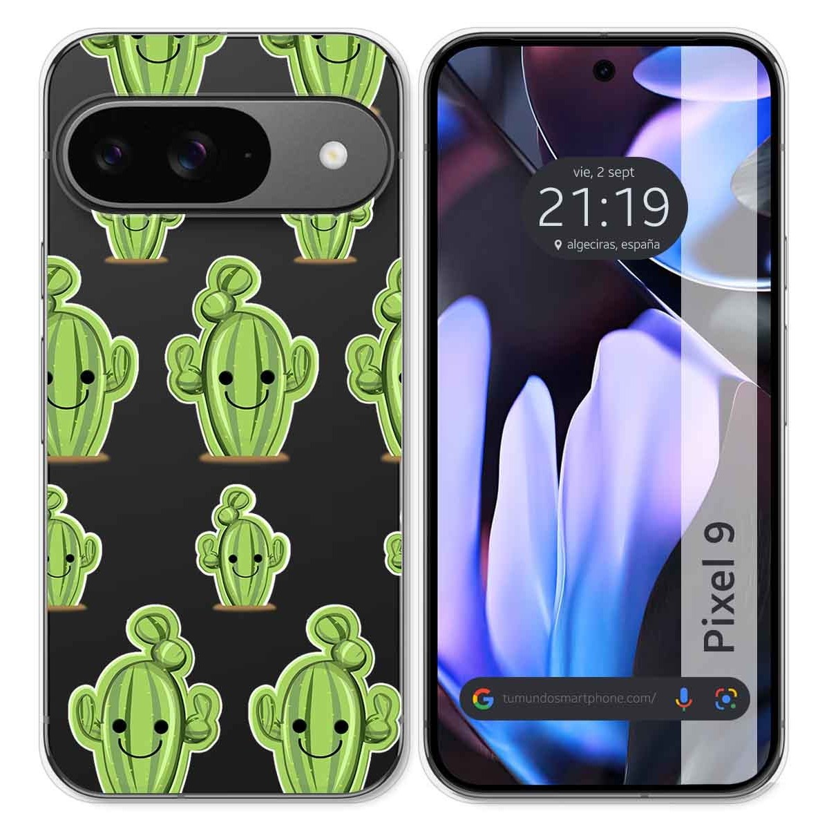 Funda Silicona Transparente para Google Pixel 9 5G diseño Cactus Dibujos