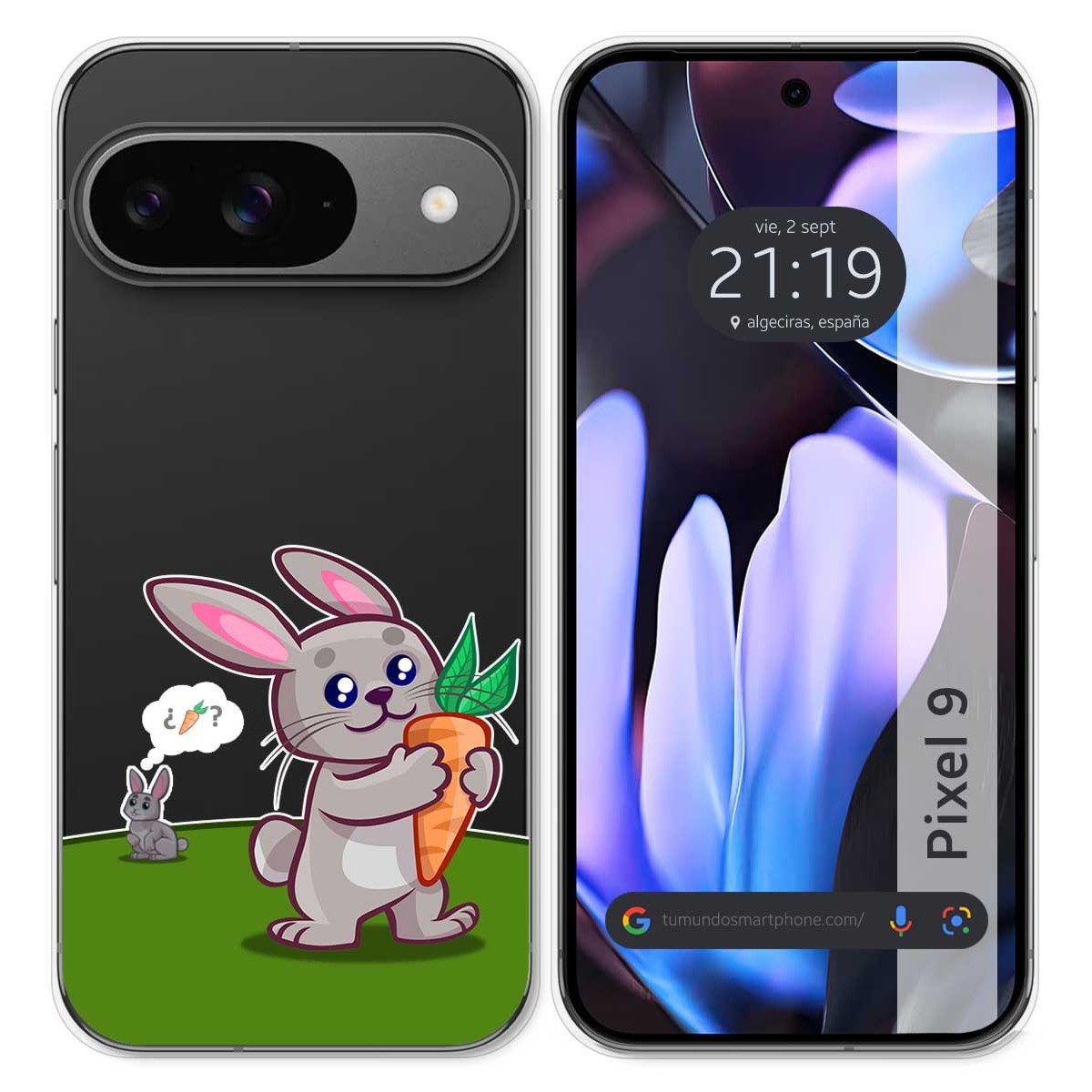 Funda Silicona Transparente para Google Pixel 9 5G diseño Conejo Dibujos