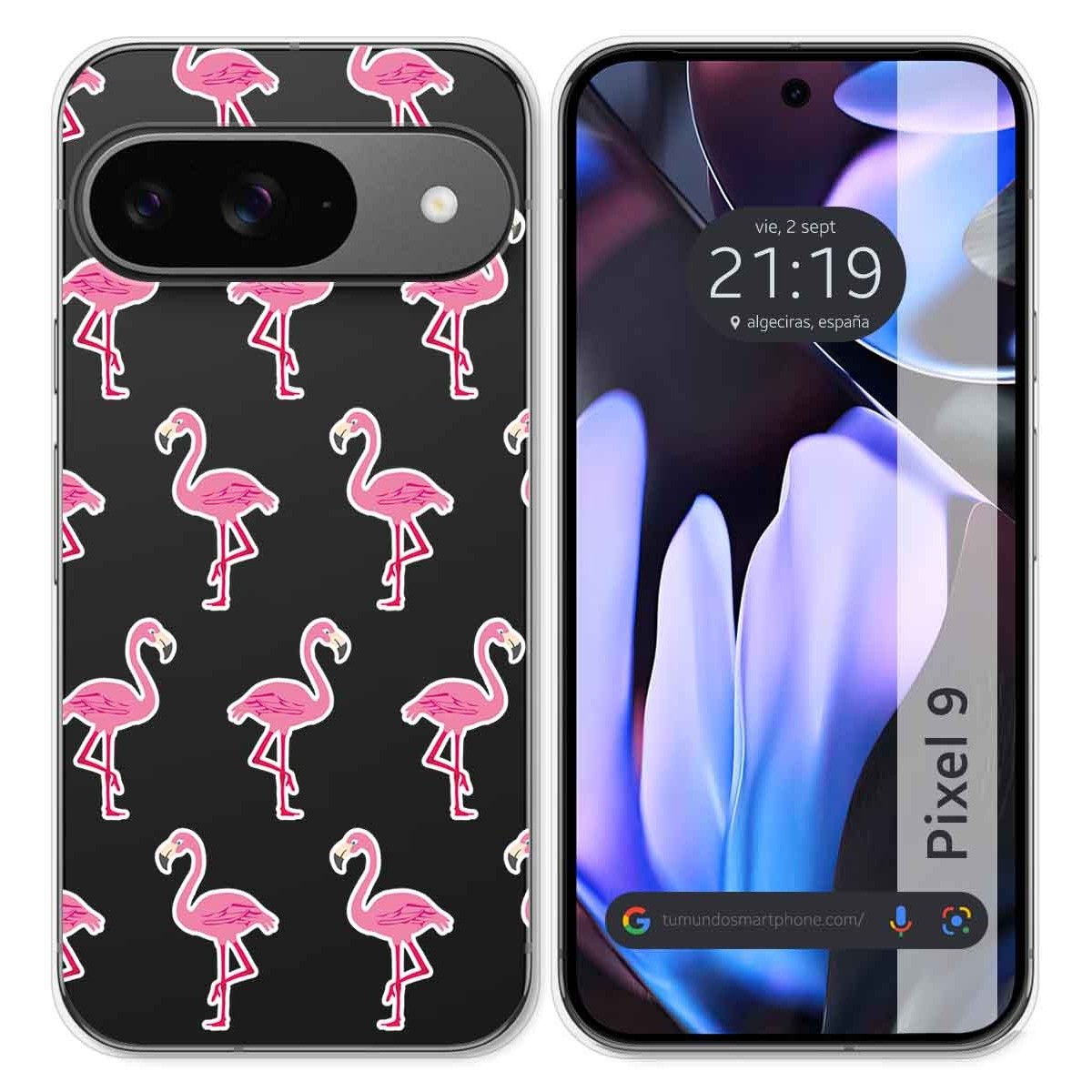 Funda Silicona Transparente para Google Pixel 9 5G diseño Flamenco Dibujos