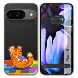 Funda Silicona Transparente para Google Pixel 9 5G diseño Leopardo Dibujos