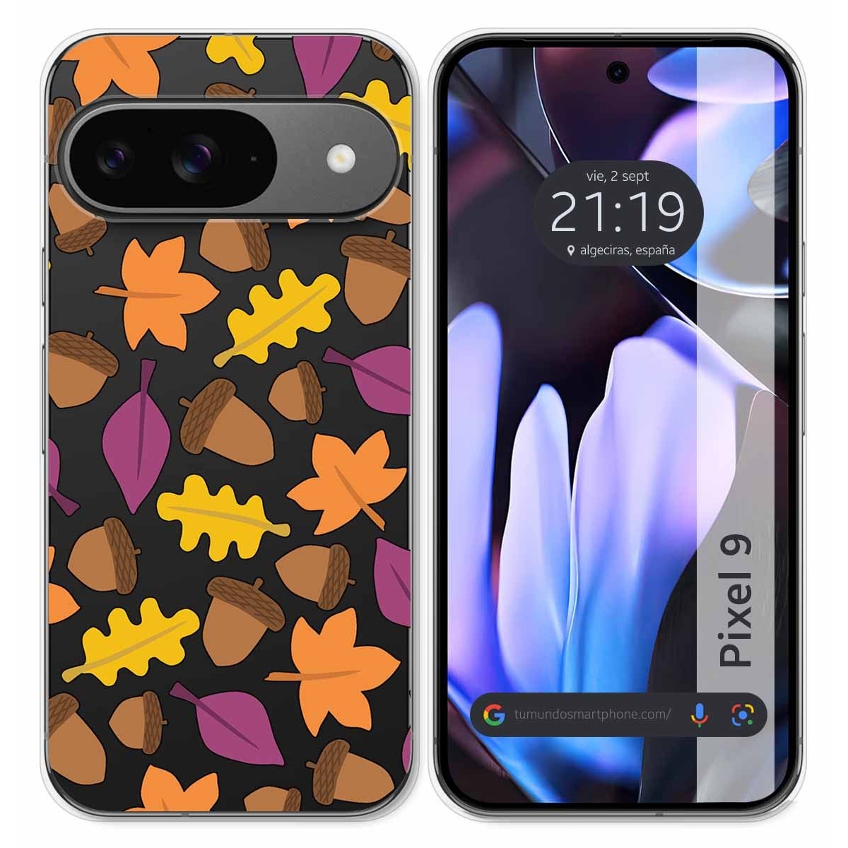 Funda Silicona Transparente para Google Pixel 9 5G diseño Otoño Dibujos