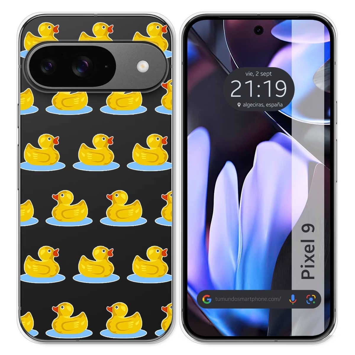 Funda Silicona Transparente para Google Pixel 9 5G diseño Pato Dibujos