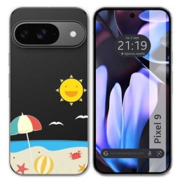 Funda Silicona Transparente para Google Pixel 9 5G diseño Playa Dibujos