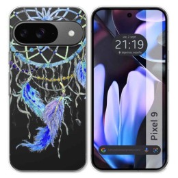 Funda Silicona Transparente para Google Pixel 9 5G diseño Plumas Dibujos