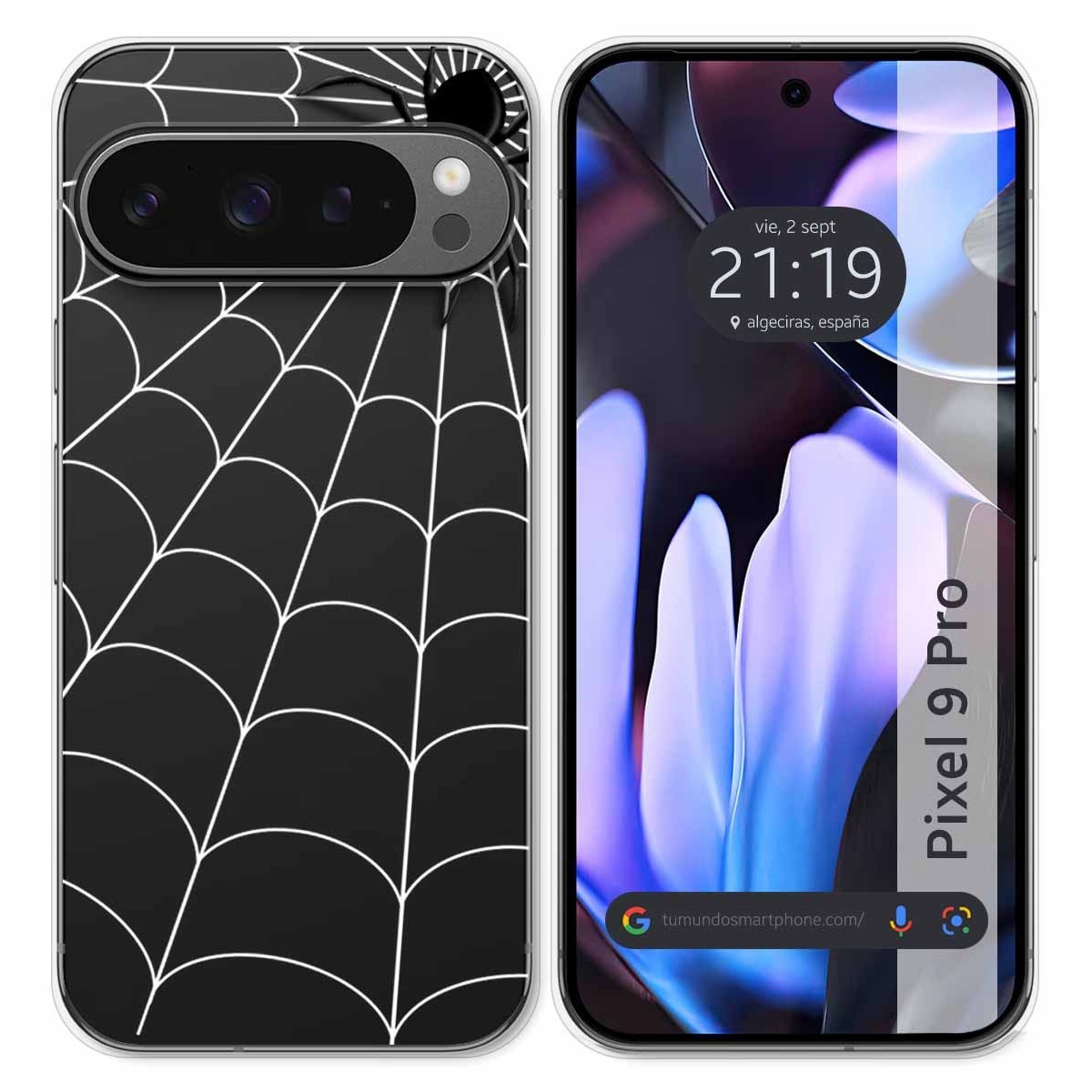 Funda Silicona Transparente para Google Pixel 9 Pro 5G diseño Araña Dibujos