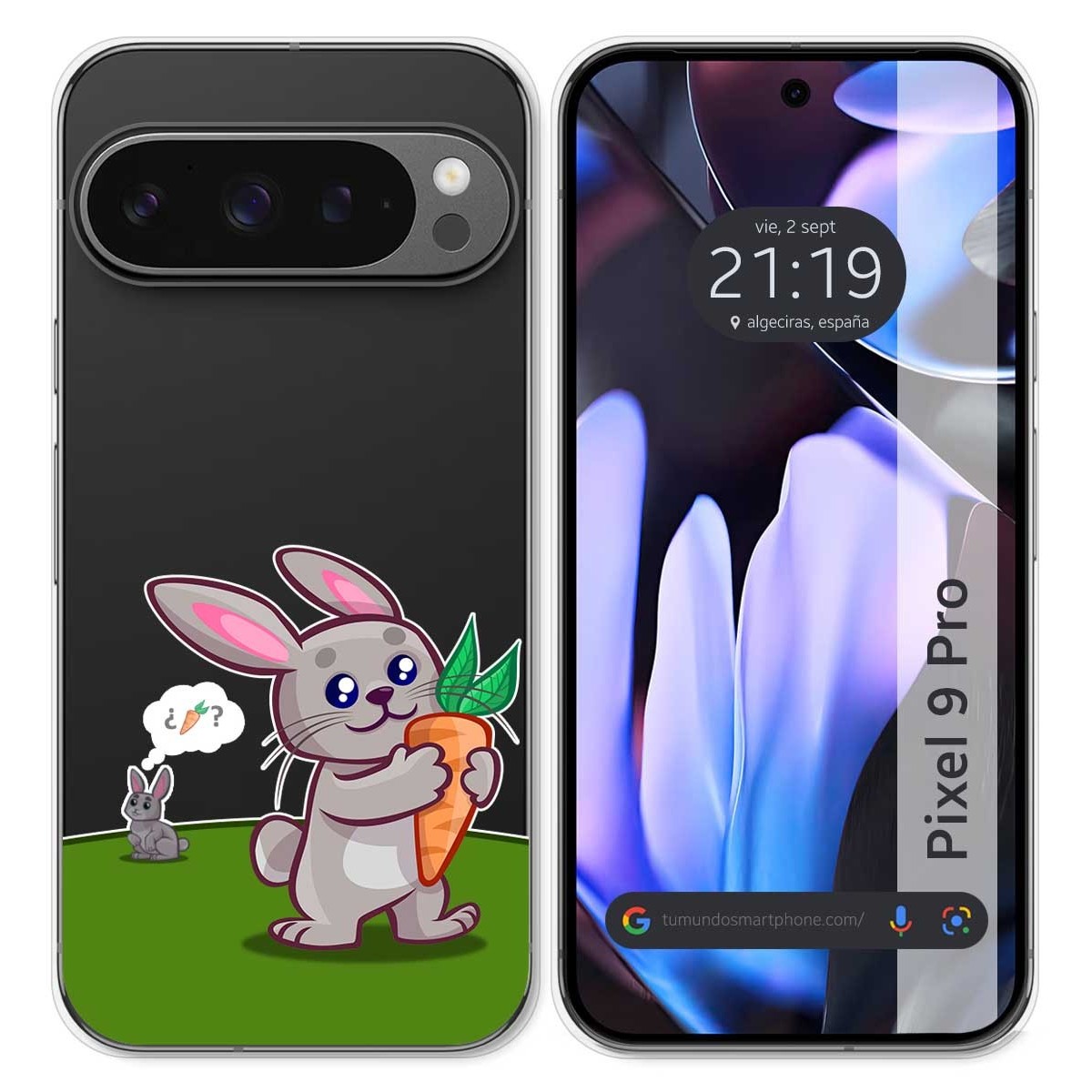 Funda Silicona Transparente para Google Pixel 9 Pro 5G diseño Conejo Dibujos