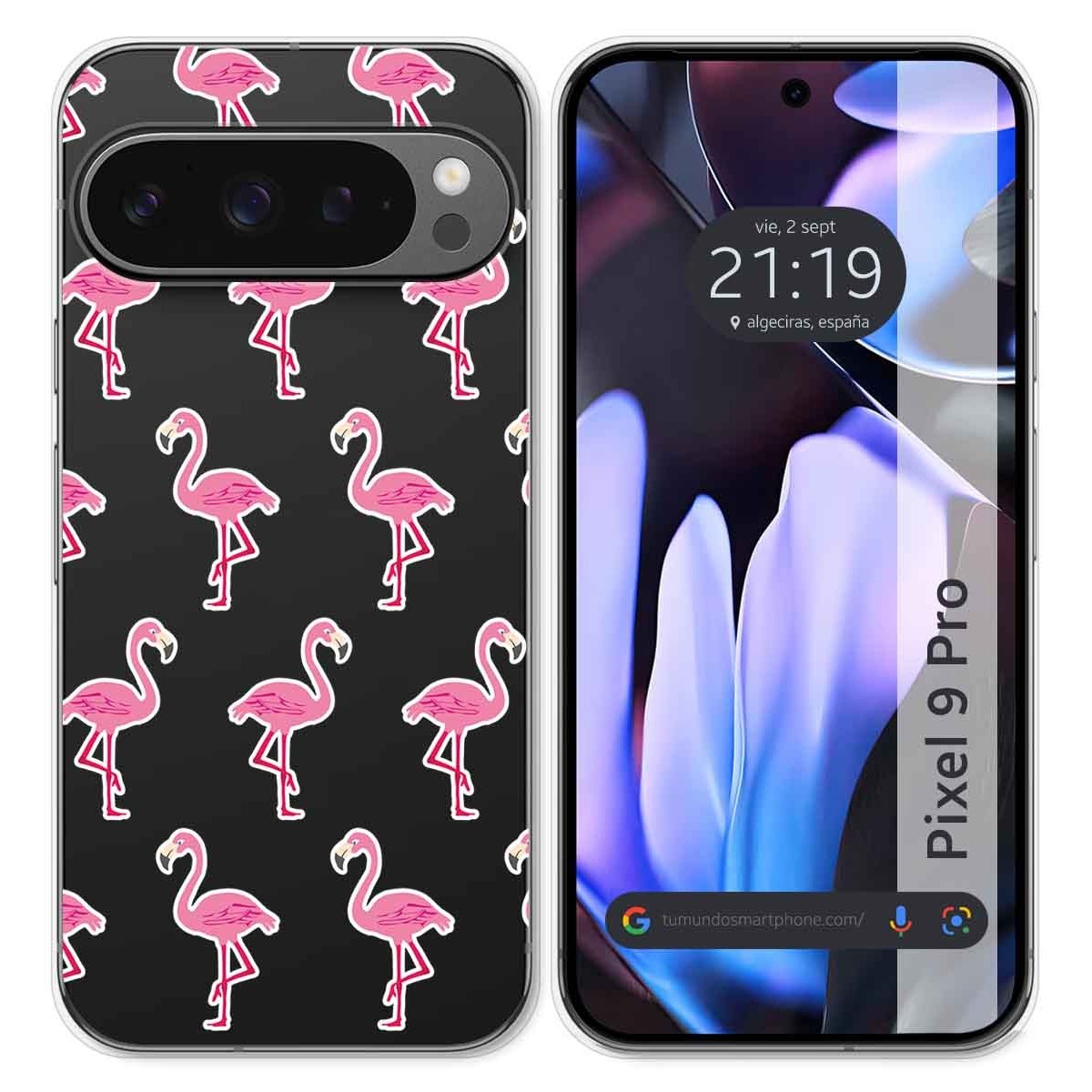 Funda Silicona Transparente para Google Pixel 9 Pro 5G diseño Flamenco Dibujos