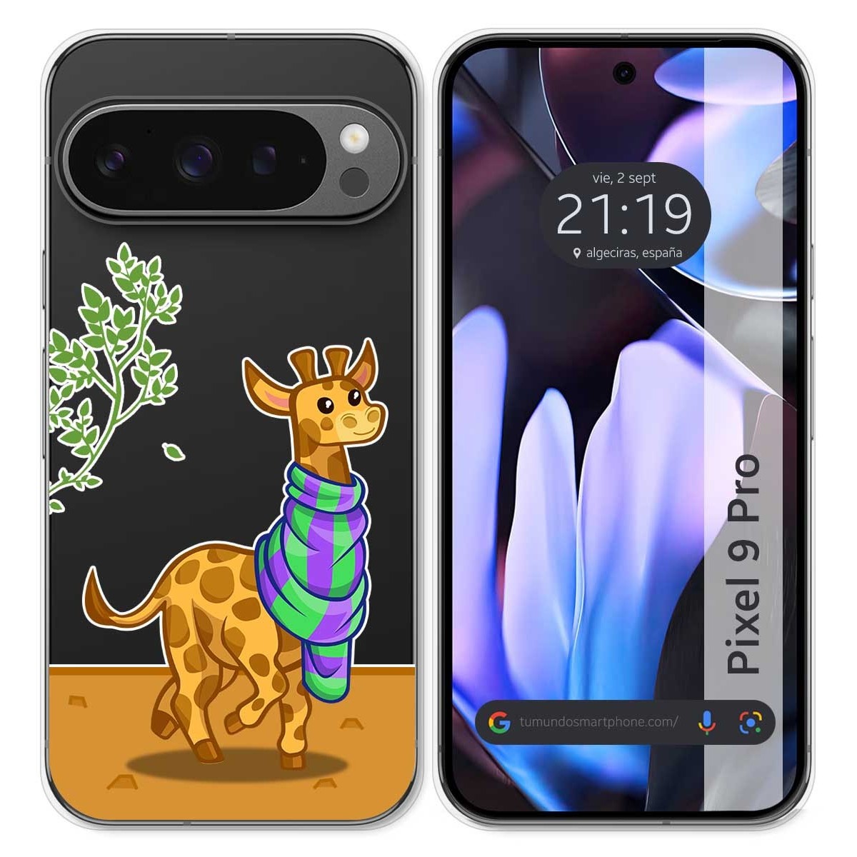 Funda Silicona Transparente para Google Pixel 9 Pro 5G diseño Jirafa Dibujos