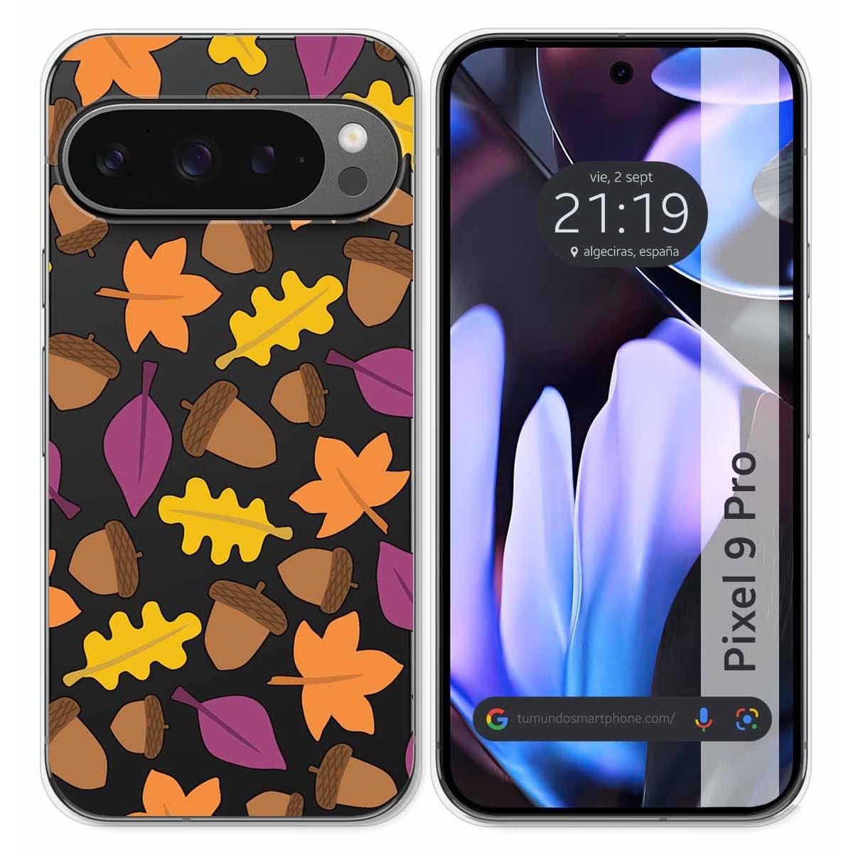 Funda Silicona Transparente para Google Pixel 9 Pro 5G diseño Otoño Dibujos