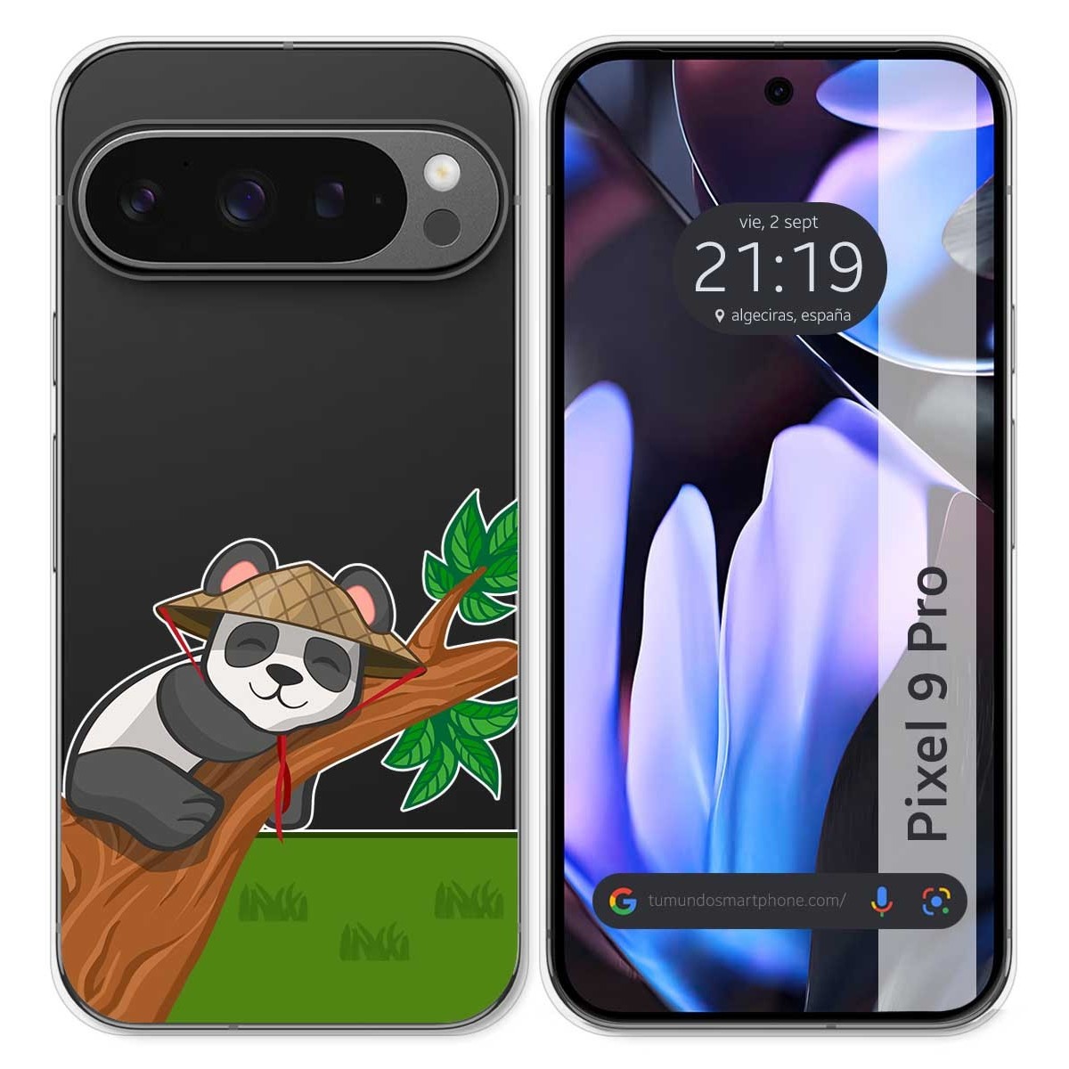 Funda Silicona Transparente para Google Pixel 9 Pro 5G diseño Panda Dibujos