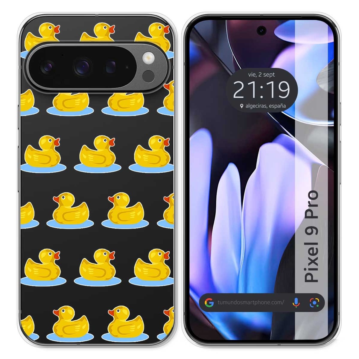 Funda Silicona Transparente para Google Pixel 9 Pro 5G diseño Pato Dibujos