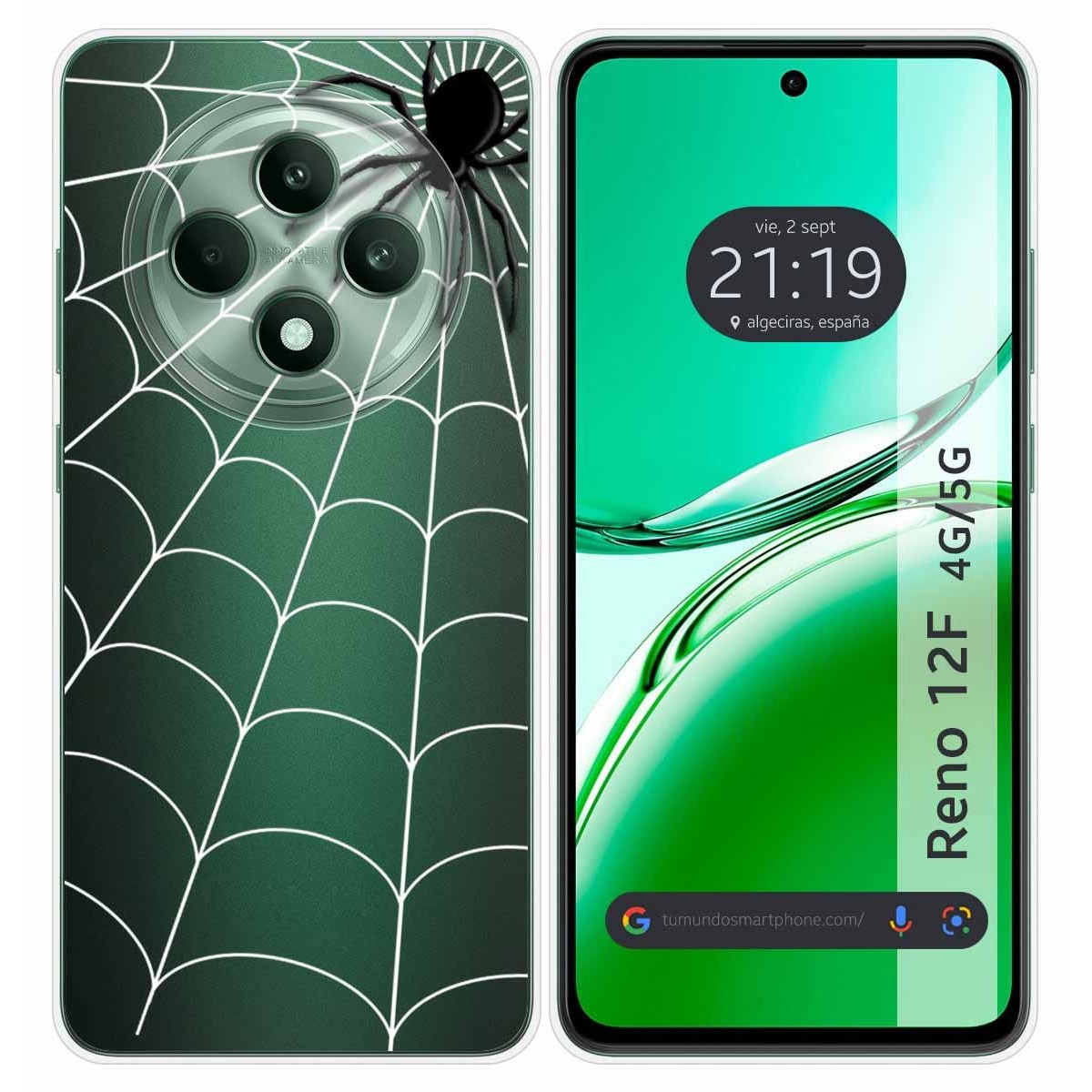 Funda Silicona Transparente para Oppo Reno 12F 4G / 12 F 5G diseño Araña Dibujos