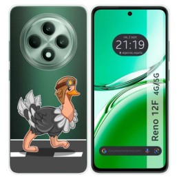 Funda Silicona Transparente para Oppo Reno 12F 4G / 12 F 5G diseño Avestruz Dibujos