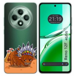 Funda Silicona Transparente para Oppo Reno 12F 4G / 12 F 5G diseño Bufalo Dibujos