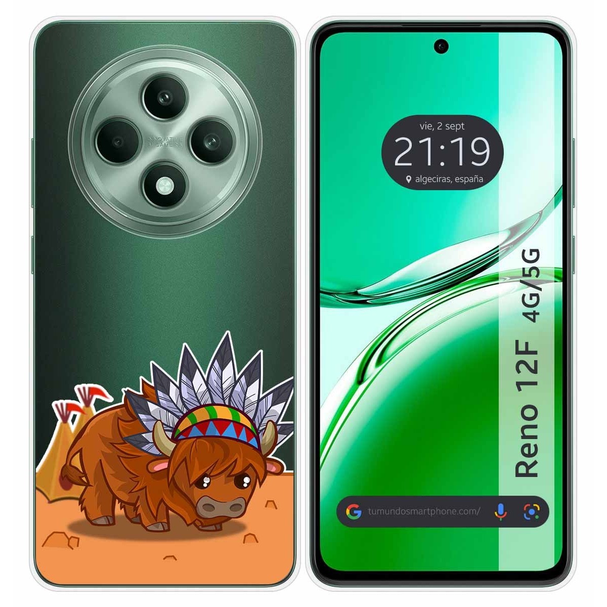 Funda Silicona Transparente para Oppo Reno 12F 4G / 12 F 5G diseño Bufalo Dibujos