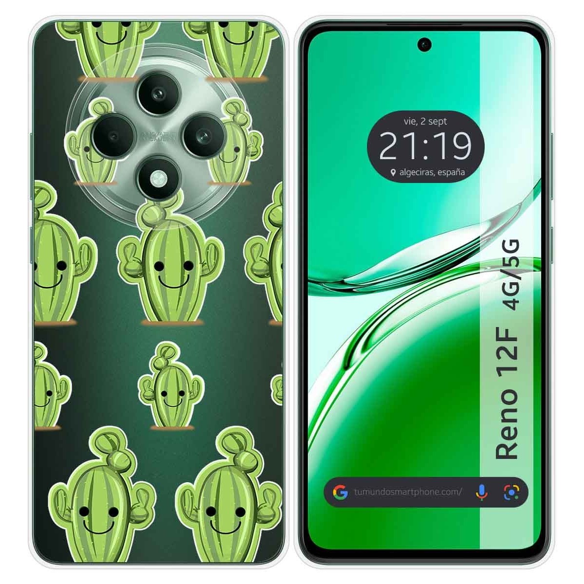 Funda Silicona Transparente para Oppo Reno 12F 4G / 12 F 5G diseño Cactus Dibujos