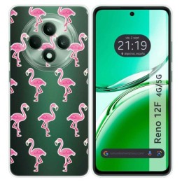 Funda Silicona Transparente para Oppo Reno 12F 4G / 12 F 5G diseño Flamenco Dibujos