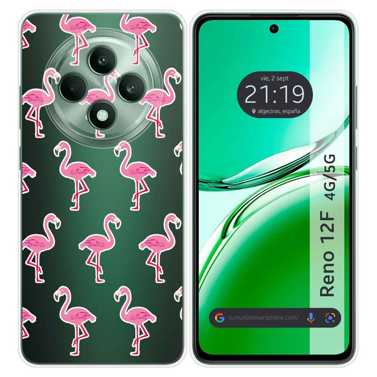 Funda Silicona Transparente para Oppo Reno 12F 4G / 12 F 5G diseño Flamenco Dibujos