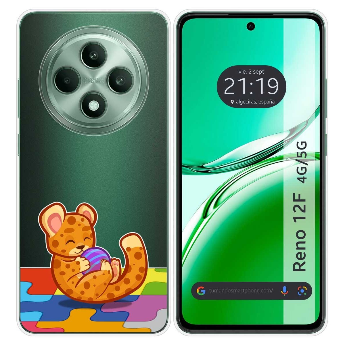 Funda Silicona Transparente para Oppo Reno 12F 4G / 12 F 5G diseño Leopardo Dibujos