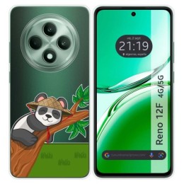 Funda Silicona Transparente para Oppo Reno 12F 4G / 12 F 5G diseño Panda Dibujos