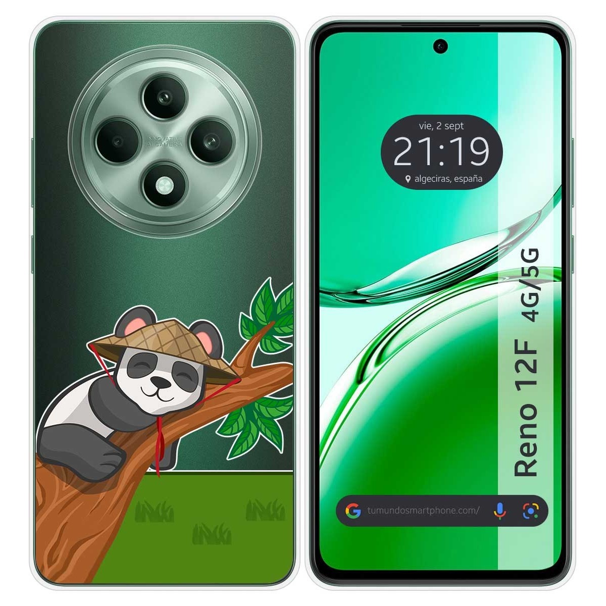 Funda Silicona Transparente para Oppo Reno 12F 4G / 12 F 5G diseño Panda Dibujos