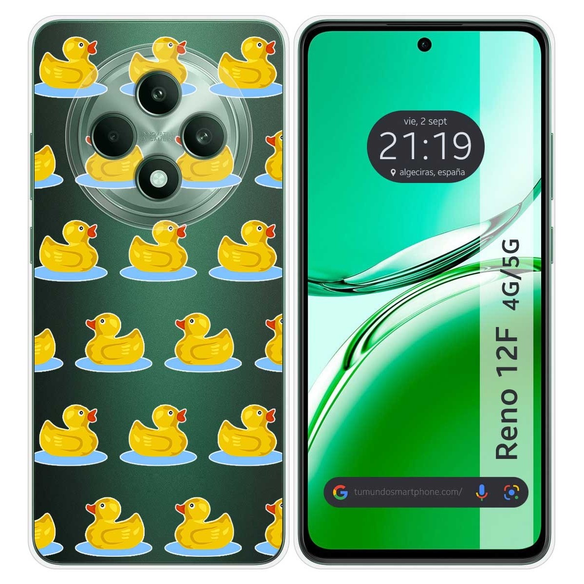 Funda Silicona Transparente para Oppo Reno 12F 4G / 12 F 5G diseño Pato Dibujos