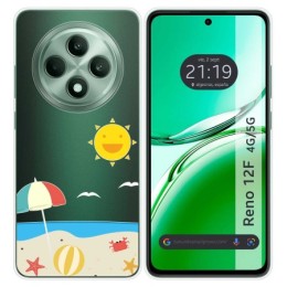 Funda Silicona Transparente para Oppo Reno 12F 4G / 12 F 5G diseño Playa Dibujos