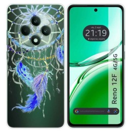 Funda Silicona Transparente para Oppo Reno 12F 4G / 12 F 5G diseño Plumas Dibujos