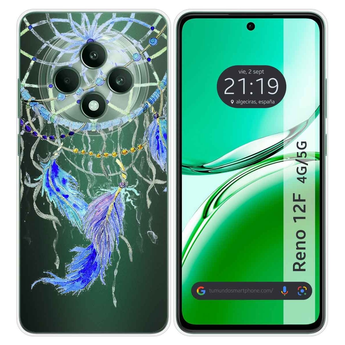 Funda Silicona Transparente para Oppo Reno 12F 4G / 12 F 5G diseño Plumas Dibujos