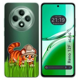 Funda Silicona Transparente para Oppo Reno 12F 4G / 12 F 5G diseño Tigre Dibujos