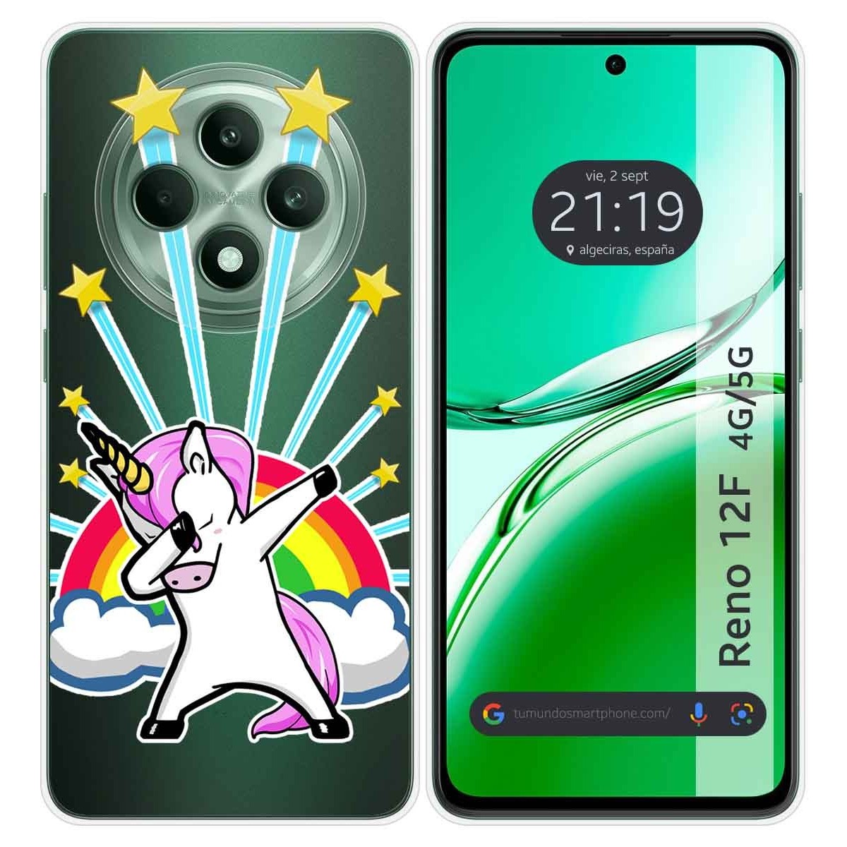 Funda Silicona Transparente para Oppo Reno 12F 4G / 12 F 5G diseño Unicornio Dibujos