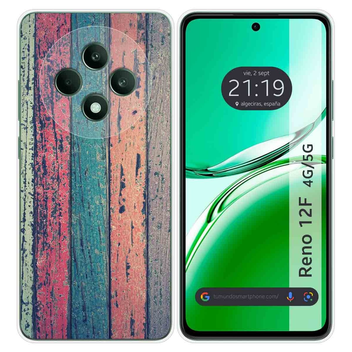 Funda Silicona para Oppo Reno 12F 4G / 12 F 5G diseño Madera 10 Dibujos