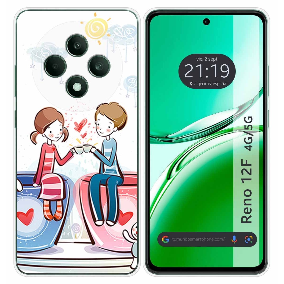 Funda Silicona para Oppo Reno 12F 4G / 12 F 5G diseño Café Dibujos