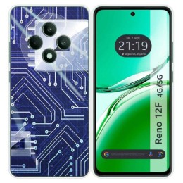 Funda Silicona para Oppo Reno 12F 4G / 12 F 5G diseño Circuito Dibujos