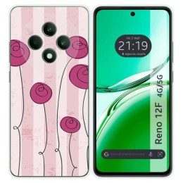 Funda Silicona para Oppo Reno 12F 4G / 12 F 5G diseño Flores Vintage Dibujos