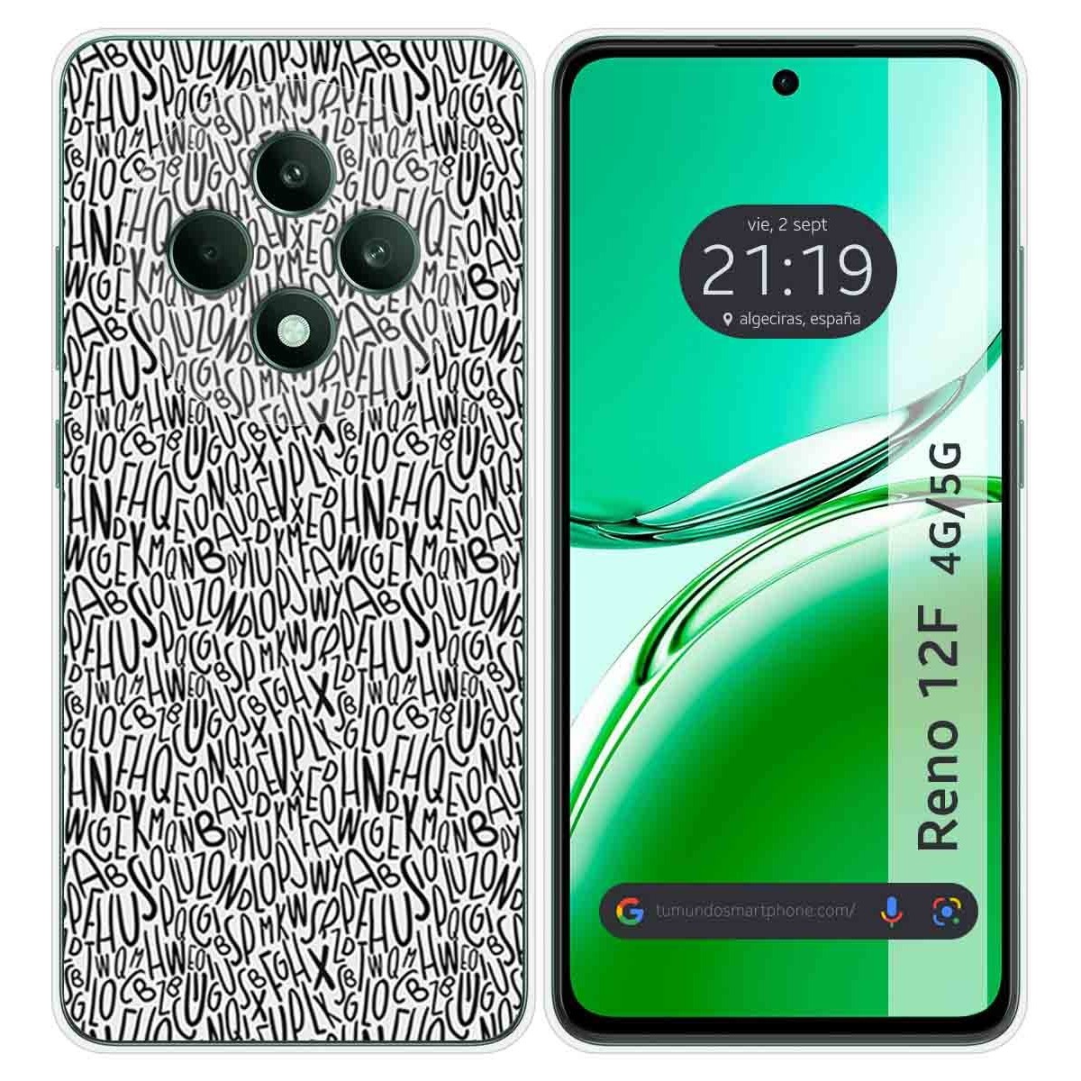 Funda Silicona para Oppo Reno 12F 4G / 12 F 5G diseño Letras Dibujos