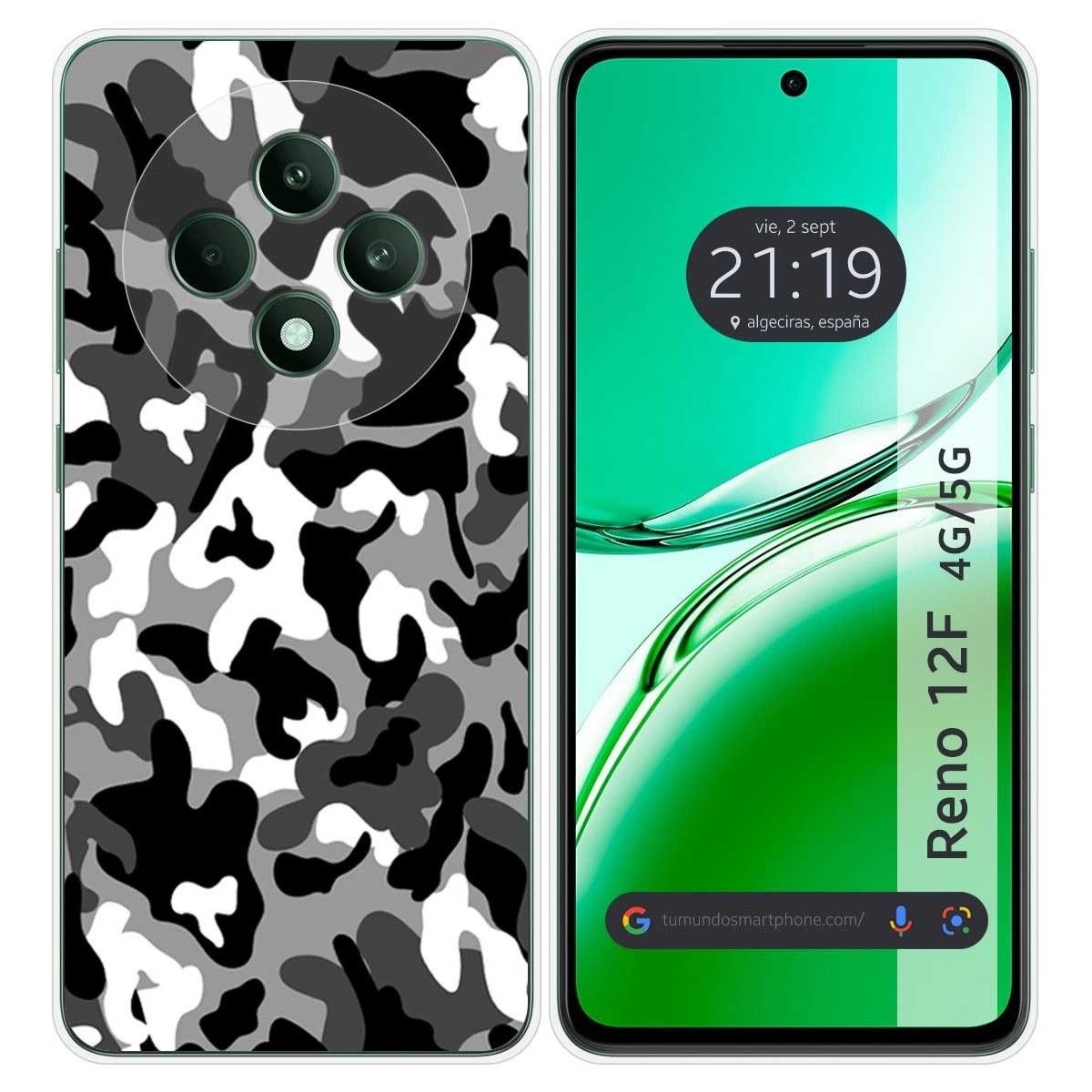 Funda Silicona para Oppo Reno 12F 4G / 12 F 5G diseño Snow Camuflaje Dibujos