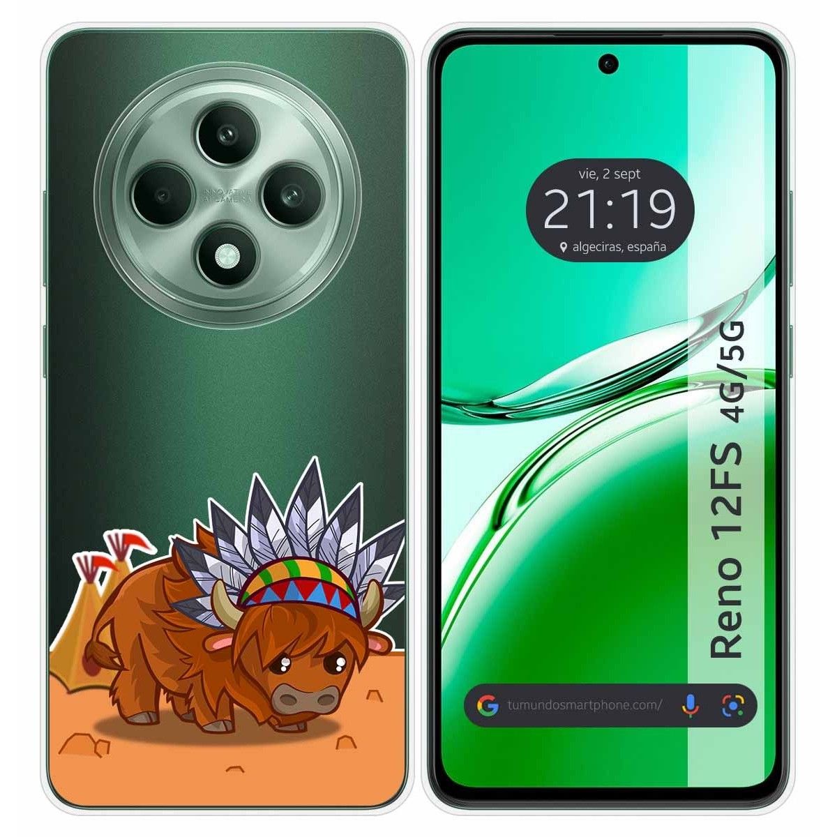 Funda Silicona Transparente para Oppo Reno 12FS 4G / 12 FS 5G diseño Bufalo Dibujos